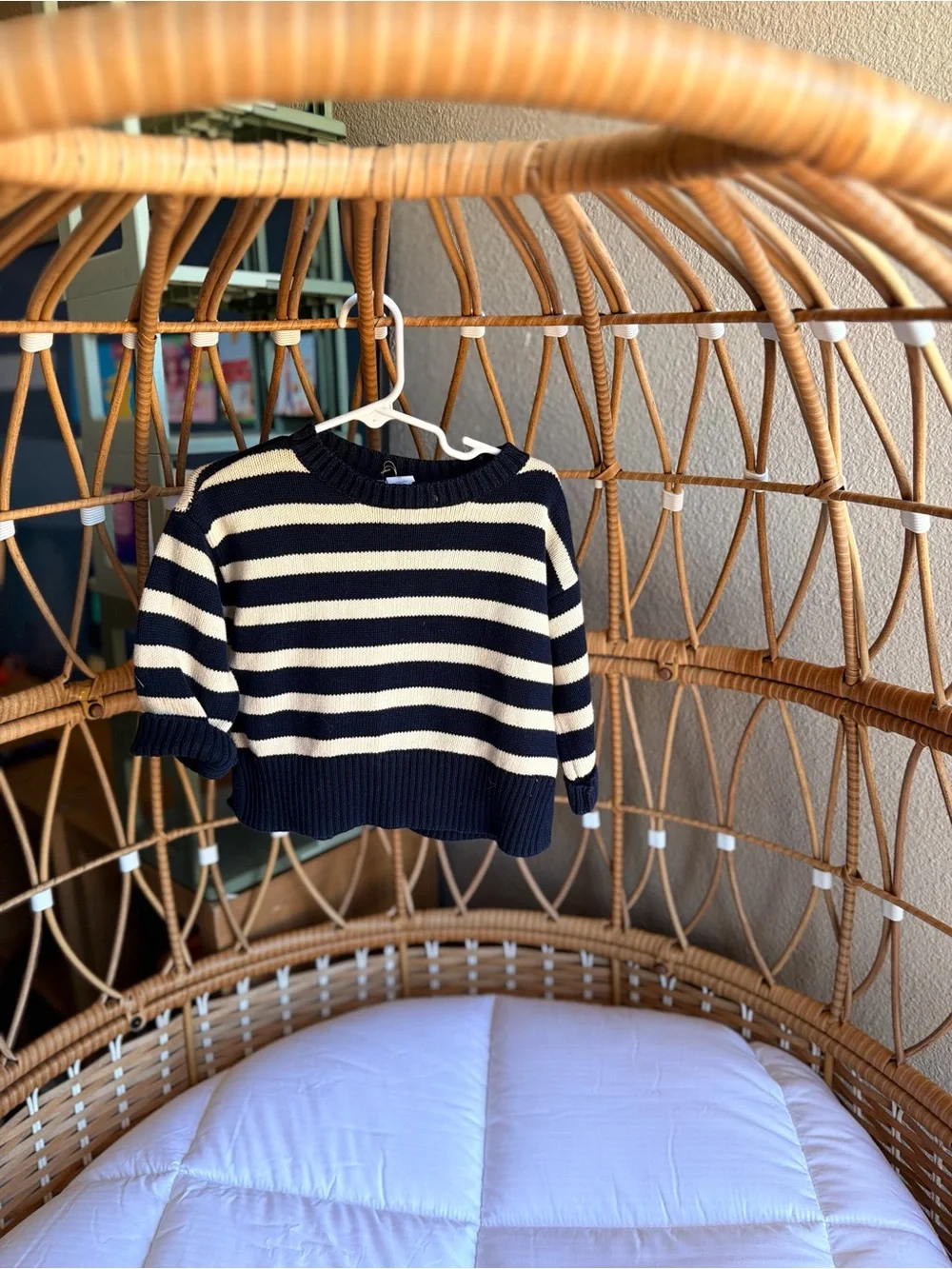GAP Navy and Cream Striped Knit Sweater